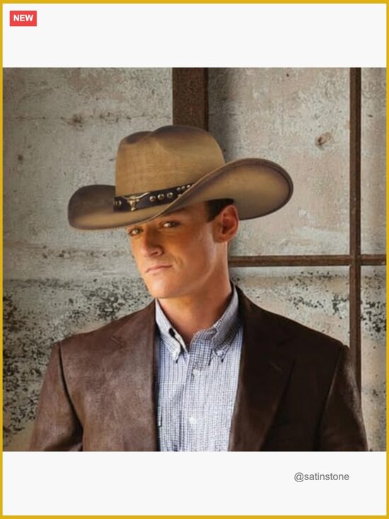 Cowboy Hat with 2 Interchangeable Bands, Straw, Wide Brim
